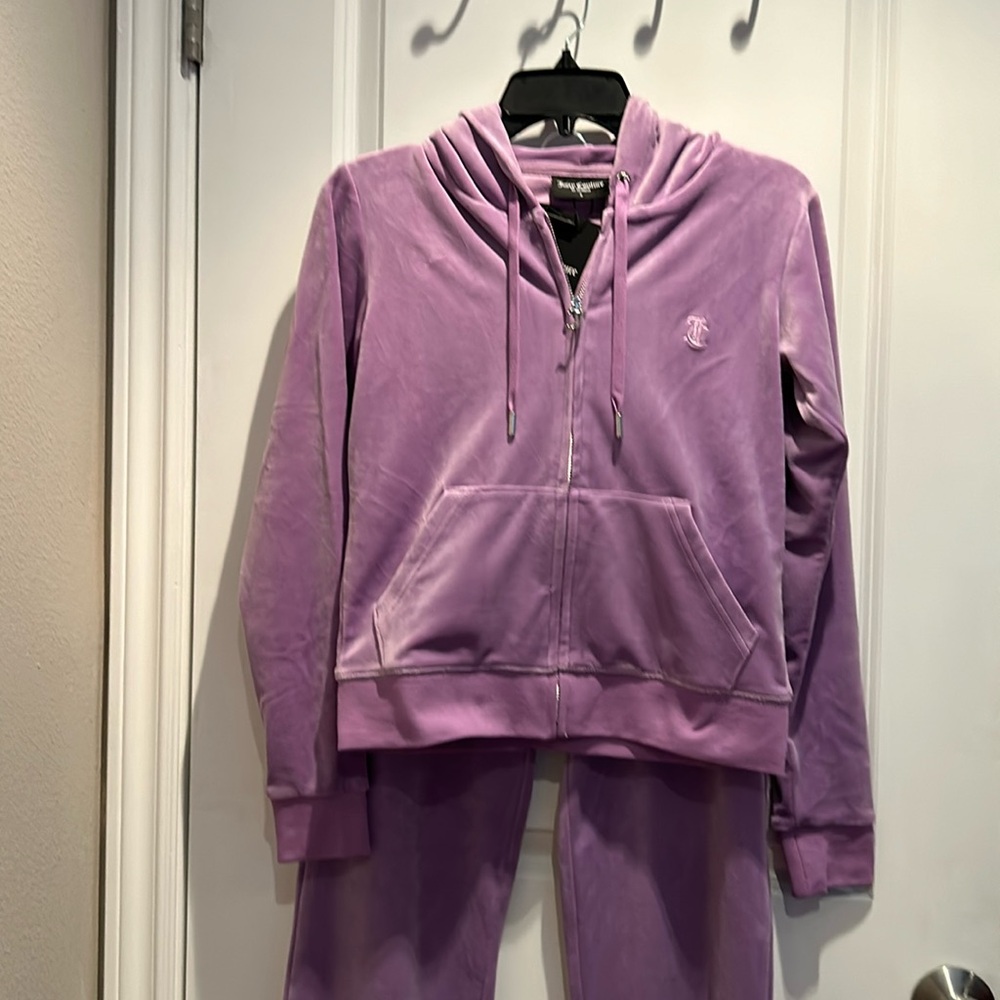 New Juicy Couture Hoodie Lounge Set in beautiful Sheer Liliac color.